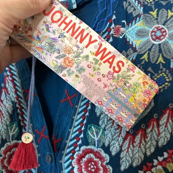 Johnny Was Blue Embroidered Tunic Blouse Size S *NWT* - Picture 8 of 9